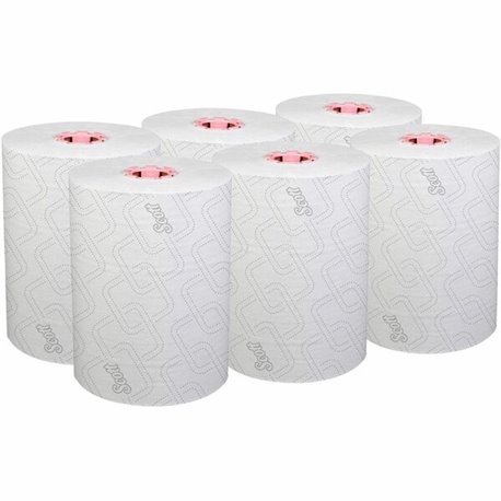 Scott Pro Slimroll Hard Roll Towels - 8" x 580 ft - White, Pink - Paper - 6 / Carton