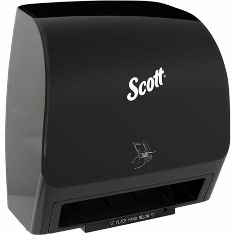 Scott Automatic Slimroll Towel Dispenser - 7.3" Height x 11.8" Width x 12.4" Depth - Plastic - Black - Automatic, Compact, Hygie