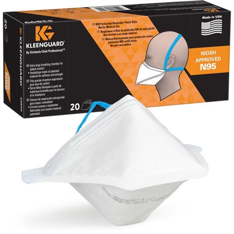 Kleenguard N95 Pouch Respirator - Recommended for: Face - Regular Size - Airborne Particle Protection - White - Comfortable, Bre