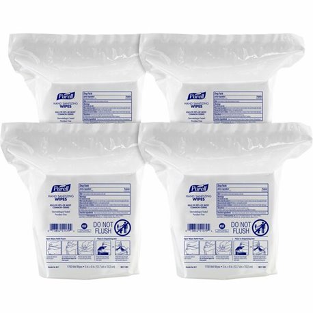 PURELL Refill Pouch Hand Sanitizing Wipes - 5" x 6" - 1700 Sheets - White Per Pouch - 4 / Carton