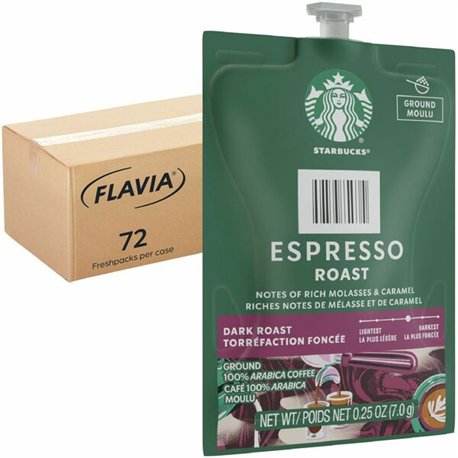 Starbucks Freshpack Espresso Roast Coffee - Compatible with Flavia Barista - 72 / Carton