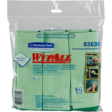 Wypall Microfiber Cloths - General Purpose - For Nonporous Surface - 15.75" Length x 15.75" Width - 24 / Carton - Anti-bacterial