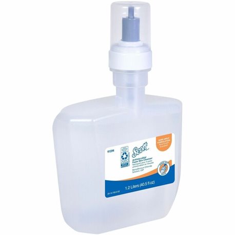 Scott Antimicrobial Foam Skin Cleanser - 40.6 fl oz (1200 mL) - Skin - Antibacterial - Clear - No - 2 / Carton