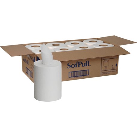 SofPull Centerpull Junior Capacity Paper Towels - 1 Ply - 12" x 7.80" - 275 Sheets/Roll - White - 2200 - 8 / Carton