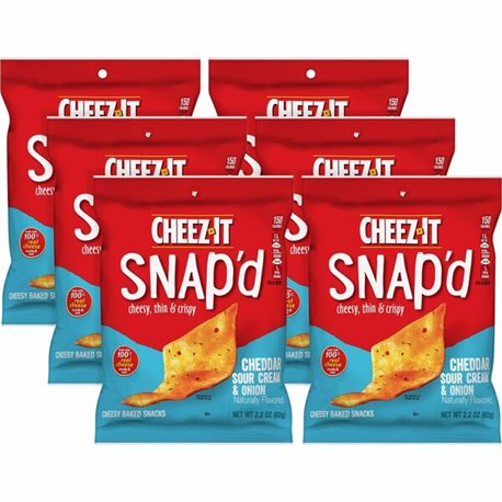 Cheez-It Snap'd Cheddar Sour Cream & Onion Crackers - Cheddar Sour Cream, Onion - 6 / Carton