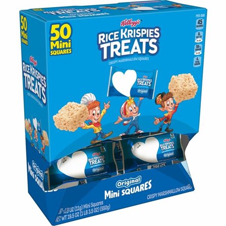 Kellogg's Rice Krispies Treats Minis - Individually Wrapped - Original - 1 Serving Pack - 50 / Box