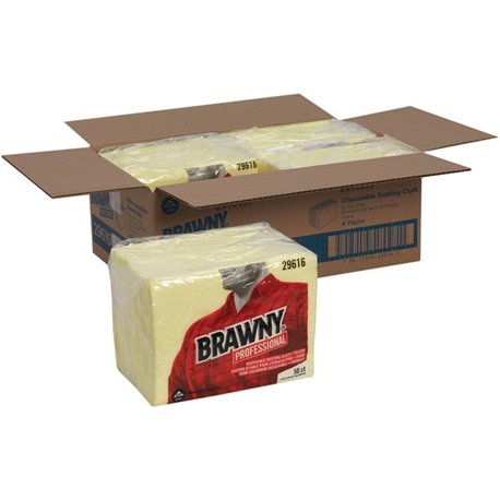 Brawny Professional Disposable Dusting Cloths - 24" Length x 17" Width - 50 / Pack - 4 / Carton - Moisture Resistant, Soft, Stro