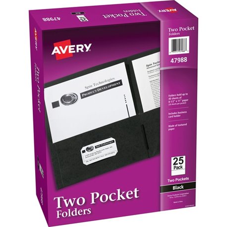 Avery Durable Letter Vinyl File Pocket - 8 1/2" x 11" - 20 Sheet Capacity - 3 Pocket(s) - Polypropylene - Assorted - 5 / Pack