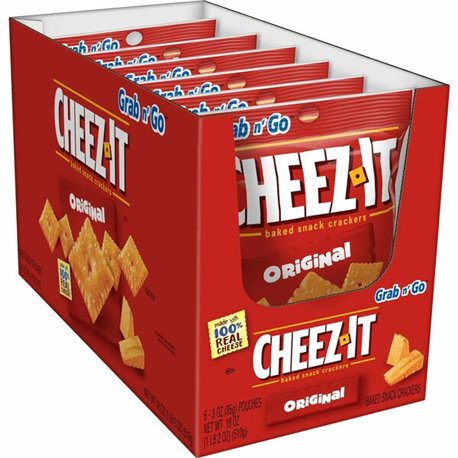 Cheez-It Original Crackers - Original - 1 Serving Pouch - 3 oz - 6 / Box