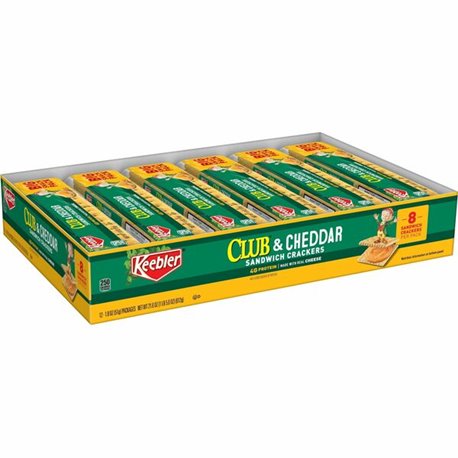 Keebler Club Crackers with Cheddar Cheese - Cheese, Club and Cheddar - 1.35 lb - 12 / Box