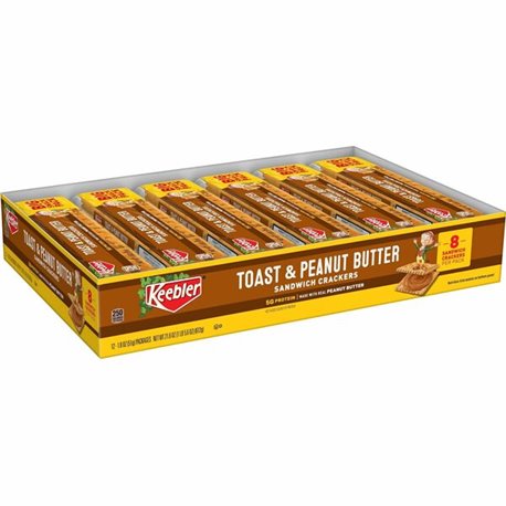 Keebler Toasty Crackers with Peanut Butter - Individually Wrapped - Peanut Butter, Toast and Peanut Butter - 1.80 oz - 12 / Box