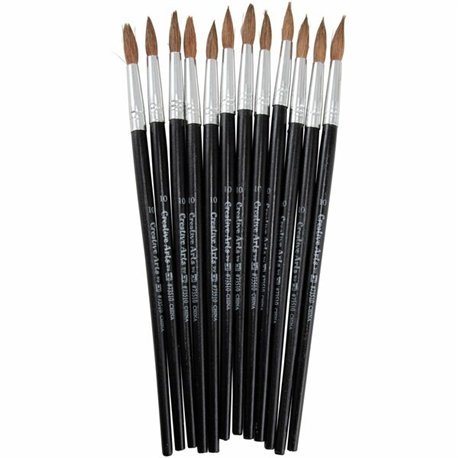 CLI Round Camel Hair Paint Brushes - 1 Brush(es) - No. 10 Wood Black Handle - Aluminum Ferrule
