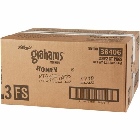 Kellogg's Grahams Honey Crackers - Individually Wrapped - Honey - 0.49 oz - 200 / Carton