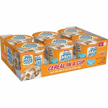 Kellogg's Frosted Mini-Wheats Cereal-in-a-Cup - Wheat, Original - Cup - 1 Serving Cup - 9.30 lb - 6 / Box