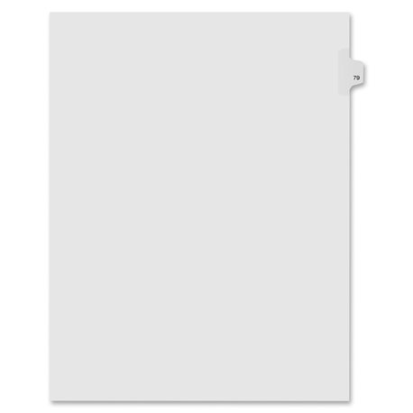 Kleer-Fax Numeric Laminated Tab Index Dividers - Printed Tab(s) - Digit - 79 - 25 Tab(s)/Set - 8.5" Divider Width x 11" Divider 