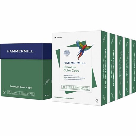 Hammermill Premium Color Copy Paper - White - 100 Brightness - Letter - 8 1/2" x 11" - 28 lb Basis Weight - 5 / Carton - 500 She