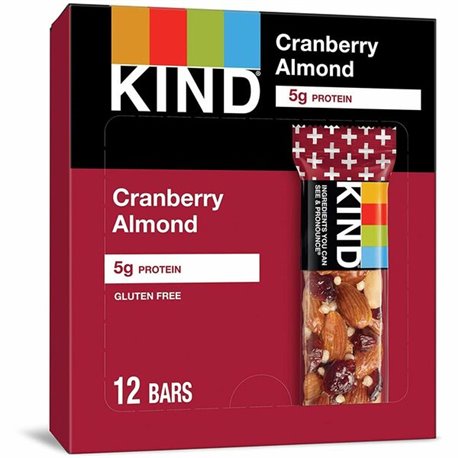 KIND Cranberry Almond Nut Bars - Cholesterol-free, Non-GMO, Individually Wrapped, Gluten-free, Trans Fat Free, Low Glycemic, Low