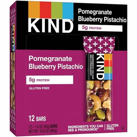 KIND Pomegranate Blueberry Pistachio Nut Bars - Gluten-free, Cholesterol-free, Individually Wrapped, Sodium-free, Non-GMO - Pome