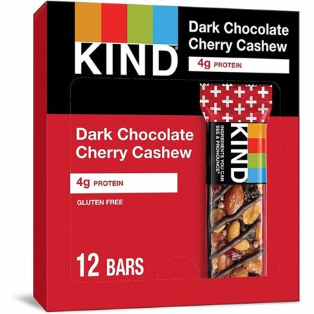 KIND Dark Chocolate Cherry Cashew Nut Bars - Cholesterol-free, Non-GMO, Gluten-free, Individually Wrapped - Dark Chocolate Cherr