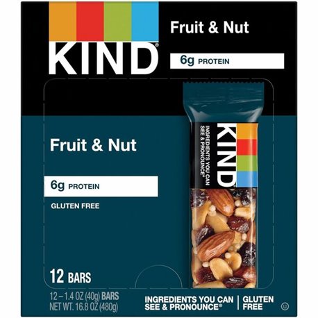 KIND Fruit and Nut Bar - Individually Wrapped, Non-GMO, Gluten-free, Dairy-free, Cholesterol-free, Fat-free, Sulfur dioxide-free