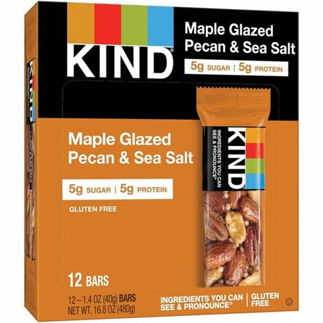 KIND Maple Glazed Pecan & Sea Salt Nut Bars - Gluten-free, Cholesterol-free, Non-GMO, Individually Wrapped - Maple Glazed Pecan 