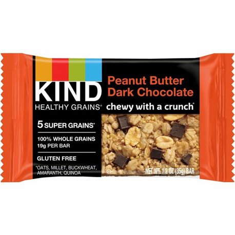 Healthy Grain Peanut Butter Dark Chocolate 15ct - Cholesterol-free, Non-GMO, Individually Wrapped, Trans Fat Free, Gluten-free, 