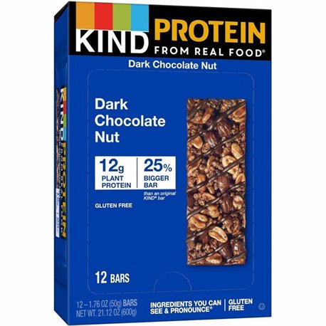 KIND Dark Chocolate Nut Protein Bars - Trans Fat Free, Low Sodium, Gluten-free, Individually Wrapped - Dark Chocolate Nut - 1.76