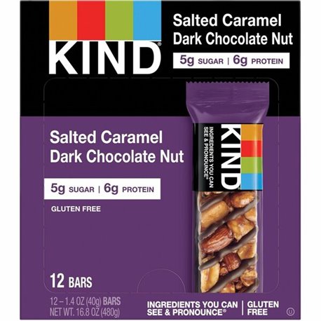 KIND Salted Caramel Dark Chocolate Nut Bars - Gluten-free, Trans Fat Free, Sulfur dioxide-free, Low Sodium, No Artificial Flavor