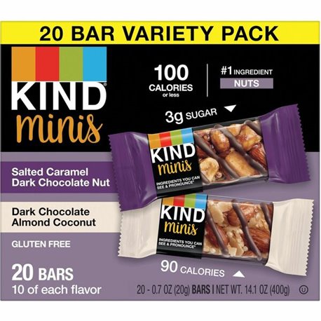 KIND Minis Dark Chocolate Nut Bars Variety - Trans Fat Free, Gluten-free, Low Glycemic, Low Sodium - Salted Caramel Dark Chocola