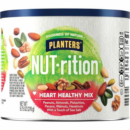 Hormel Foods NUT-rition Heart Healthy Mix - Resealable Container - Almond, Pecan, Hazelnut, Pistachio, Peanut, Walnut - 9.75 oz 