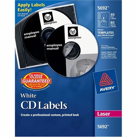 Avery Optical Disc Label - Laser - 40 / Pack