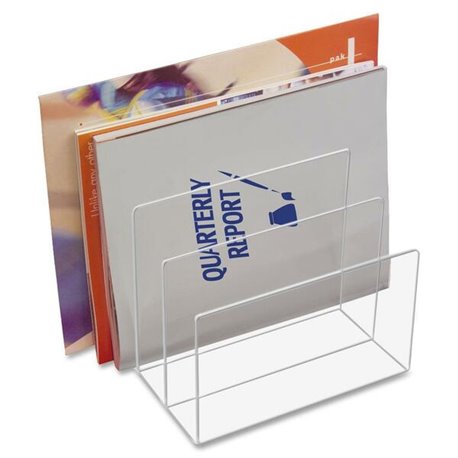 Kantek Nonskid Feet Acrylic Sorter - 3 Compartment(s) - 2" - 7.5" Height x 8" Width x 6.5" DepthDesktop - Non-skid Base - Clear 