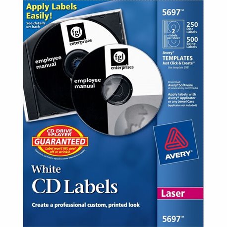 Avery Customize CD/DVD Labels - Matte White - 750 Total Label(s) - 250 / Pack