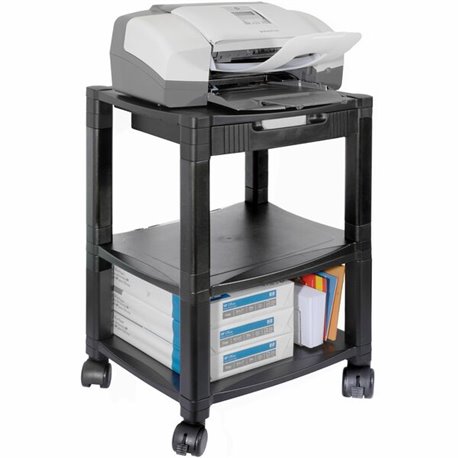 Kantek Three-shelf Mobile Printer/Fax Stand - 75 lb Load Capacity - 3 x Shelf(ves) - 24.3" Height x 17" Width x 13.3" Depth - Fl