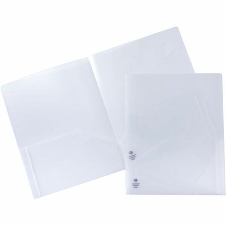 Business Source 78498 Letter Pocket Folder - 8 1/2" x 11" - 60 Sheet Capacity - 2 Pocket(s) - Poly - Clear - 5 / Pack