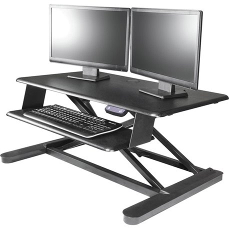 Kantek Electric Sit to Stand Workstation - Up to 24" Screen Support - 60 lb Load Capacity - 23.4" Height x 35" Width x 26" Depth