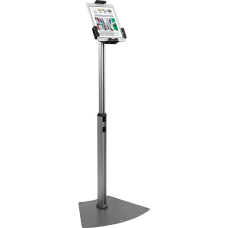 Kantek Floor Mount Tablet Kiosk Stand - Up to 10.1" Screen Support - 46.5" Height x 17.4" Width - Floor - Steel - Black, Silver,