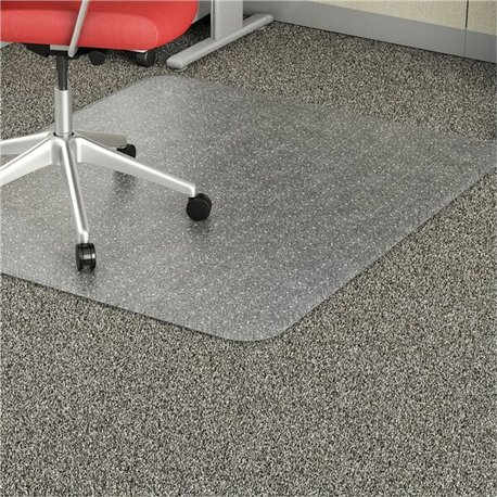 Lorell Low-Pile Economy Chairmat - Carpeted Floor - 60" Length x 46" Width x 0.095" Thickness - Rectangular - Vinyl - Clear - 1E