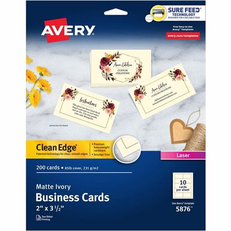 Avery Business Cards, Ivory, True Print(R) Two-Sided Printing, 2" x 3-1/2" , 200 Cards - 58 Brightness - A4 - 8 1/2" x 11" - 85 