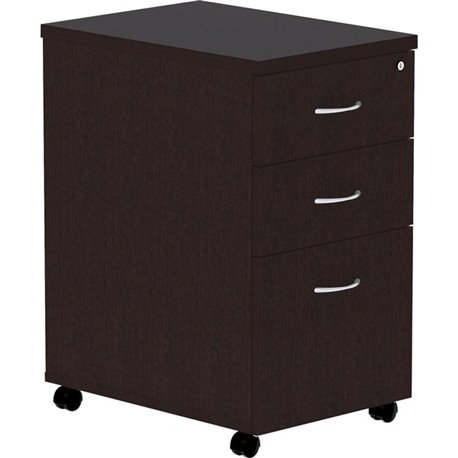 Lorell Essentials Series Box/Box/File Mobile File Cabinet - 16" x 22"28.3" Pedestal, 1" Top - Finish: Espresso, Silver Brush