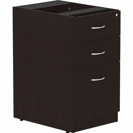 Lorell Essentials Series Box/Box/File Fixed File Cabinet - 16" x 22" x 28.3" Pedestal - Finish: Espresso, Silver Brush