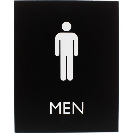 Lorell Men's Restroom Sign - 1 Each - Men Print/Message - 6.4" Width x 8.5" Height - Rectangular Shape - Surface-mountable - Eas