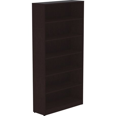 Lorell Laminate Bookcase - 0.8" Shelf, 36" x 12"72" - 6 Shelve(s) - 5 Adjustable Shelf(ves) - Square Edge - Material: Thermofuse