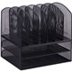 Lorell Mesh Desk Organizer - 8 Compartment(s) - Sturdy - Powder Coated - Black - Steel - 1 Each