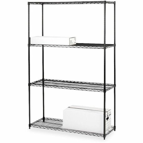 Lorell Industrial Wire Starter Shelving Unit - 4 Shelf(ves) - 4 Tier(s) - 72" Height x 36" Width x 18" Depth - Powder Coated - B