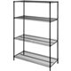 Lorell Industrial Wire Starter Shelving Unit - 48" x 18" x 72" - 4 x Shelf(ves) - 4000 lb Load Capacity - Black - Powder Coated 