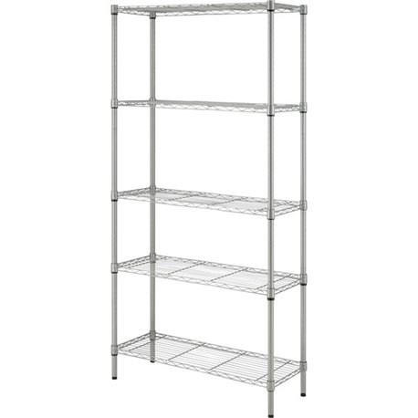 Lorell Light-Duty Wire Shelving - 5 Tier(s) - 72" Height x 36" Width x 14" DepthFloor - Epoxy - Silver - Plastic, Metal, Steel -