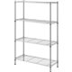 Lorell Light-Duty Wire Shelving - 4 Tier(s) - 54" Height x 36" Width x 14" DepthFloor - Sturdy - Epoxy - Silver - Plastic, Metal