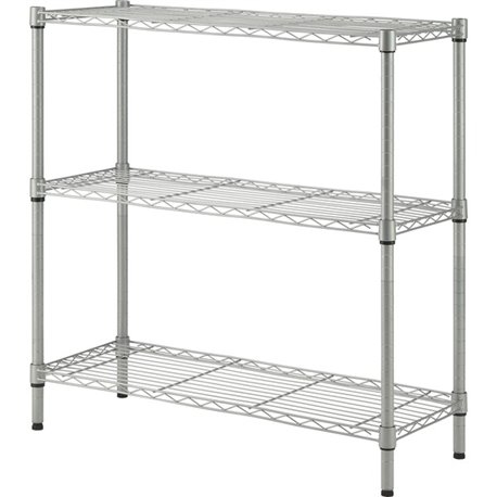 Lorell Light-Duty Wire Shelving - 3 Tier(s) - 36" Height x 36" Width x 14" DepthFloor - Sturdy - Epoxy - Silver - Plastic, Metal