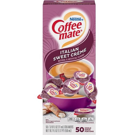 Coffee mate Italian Sweet Creme Liquid Creamer Singles - Italian Sweet Creme Flavor - 0.38 fl oz (11 mL) - 50/Box - 50 Serving